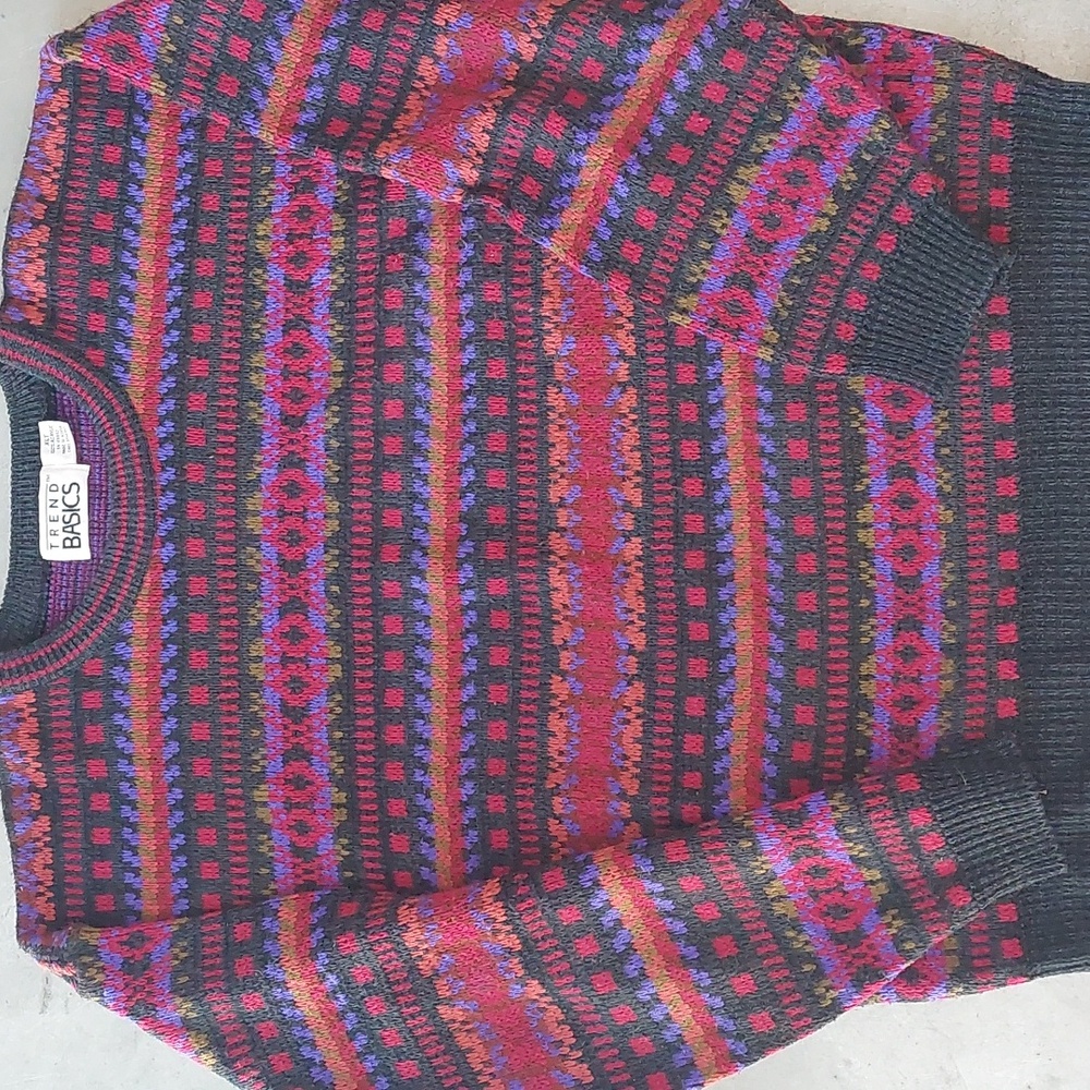 VTG Men's Fair Isle Sweater XLT Trend Basics AOP